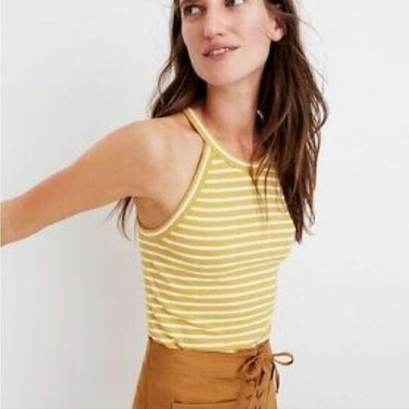 Madewell High Neck Tank Top Striped - Picture 1 of 7